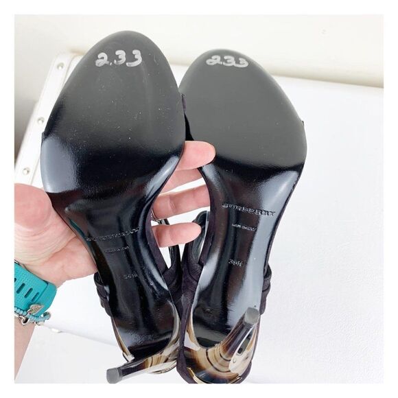 Burberry Marham Purple Suede Trench Buckle Sandal w/Ombré Stilletto Heels Sz 9.5 - Picture 11 of 13